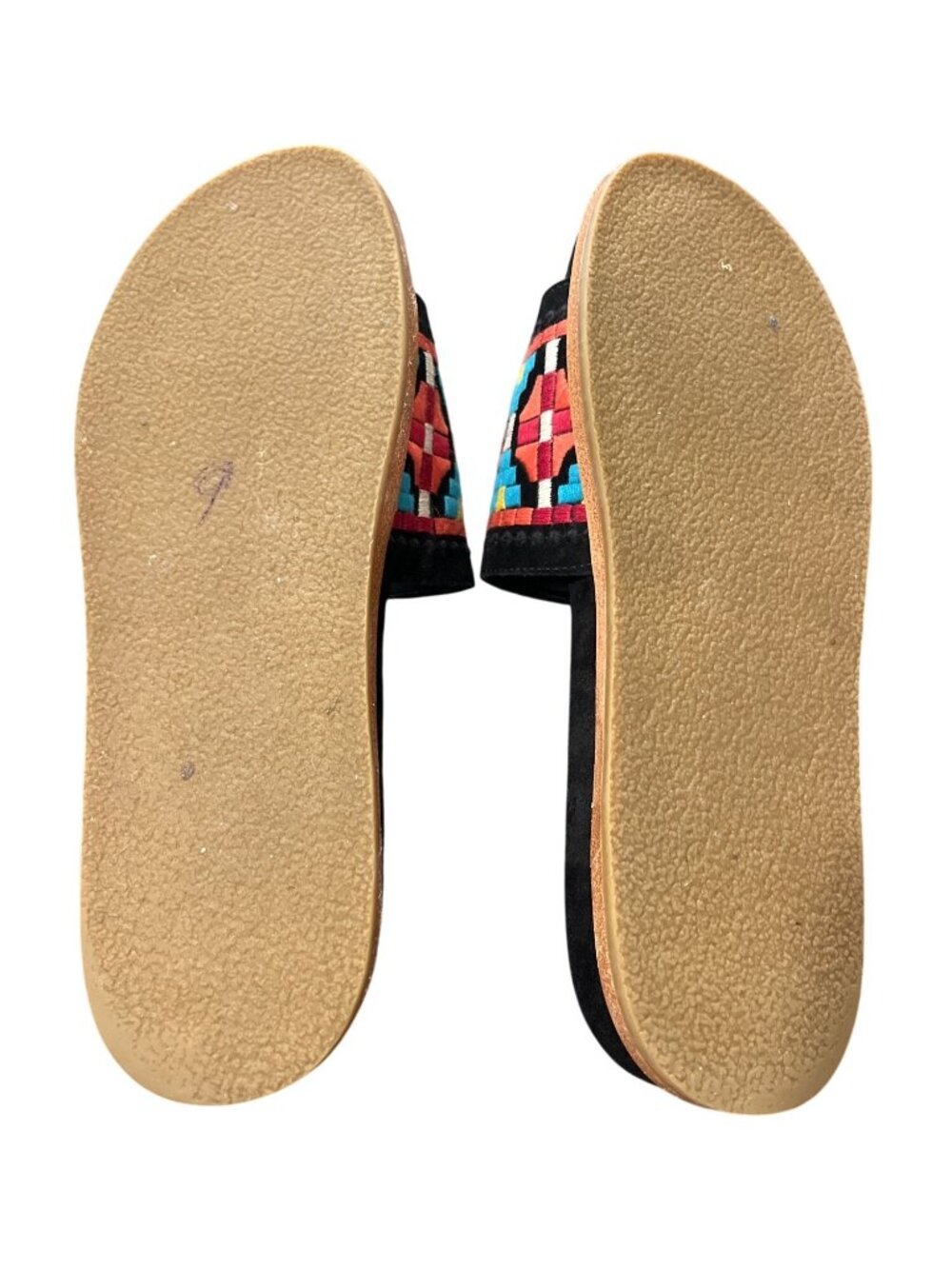 Johnny Was Womens Size 9 Embroidered Flat Slide Sandals Black Suede Leather - Picture 5 of 11